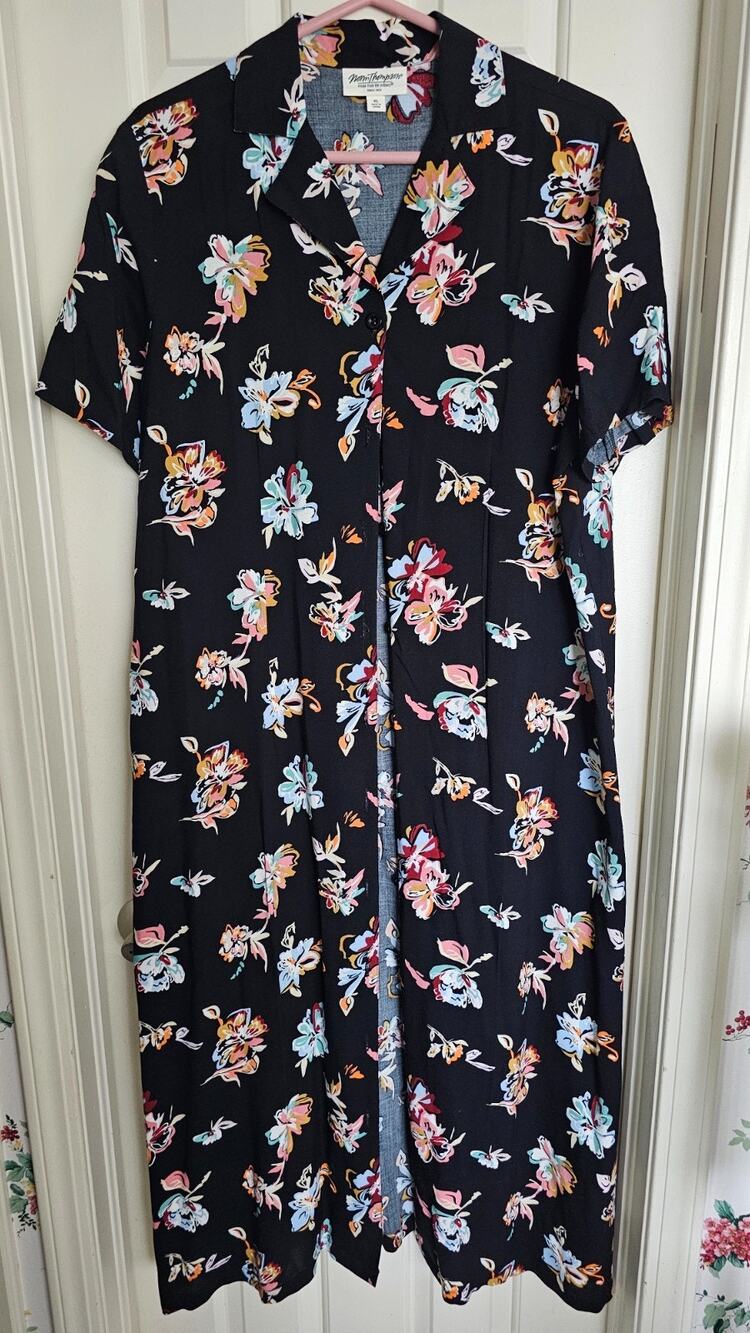 NWOT Norm Thompson vintage Floral Print Shirt dress long